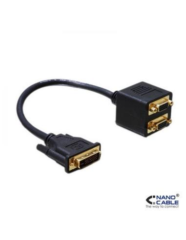 ADAPTADOR NANO CABLE DVI/M A 2X VGA/H 20 CM