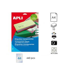 ETIQUETA APLI INK A4 48,5x25,4mm 10H TRANSPARENTE