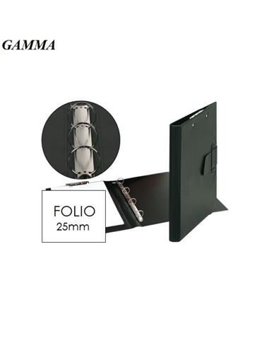 CARPETA PVC 4 ANILLAS GAMMA TF 25MM CLIP NEGRA