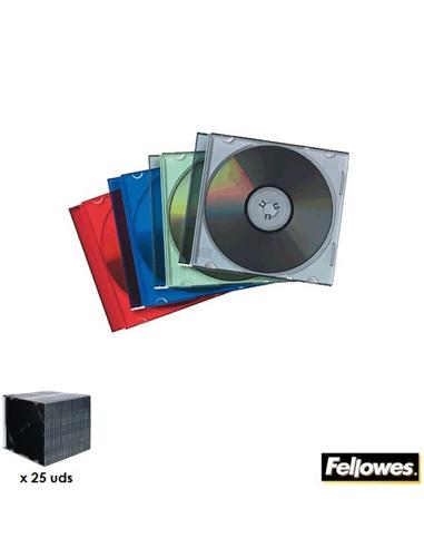 CAJA CD / DVD FELLOWES SLIM CRISTAL COLORES 25U