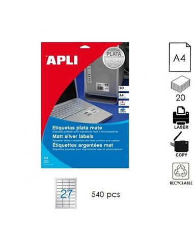 ETIQUETA APLI LC A4 63,5x29,6mm 20H PLATA