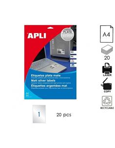 ETIQUETA APLI LC A4 210x297mm 20H PLATA