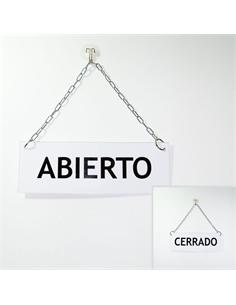 CARTEL ABIERTO-CERRADO BLANCO-NEGRO 21X9 CMS