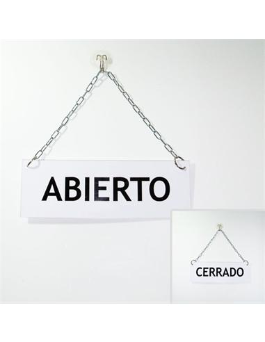 CARTEL ABIERTO-CERRADO BLANCO-NEGRO 21X9 CMS