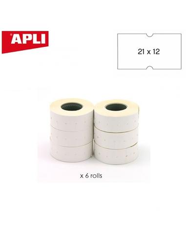 ETIQUETA ROLLO APLI 21x12mm BLANCO PERMANENTE 6ud