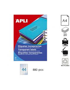 ETIQUETA APLI LC A4 48,5x25,4mm 20H TRANSPARENTE