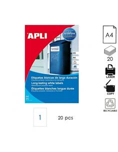 ETIQUETA APLI LC A4 210x297mm 20H BLANCO
