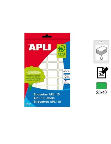 ETIQUETA APLI ADHESIVA MANUAL 25x40mm 128U VERDE
