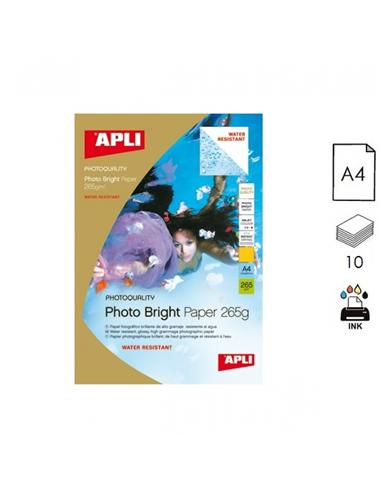 PAPEL APLI PHOTO BRIGHT INK A4 265GR 10H