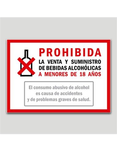 CARTEL SEÑALIZACION PR.VENTA ALCOHOL PVC 297x210mm