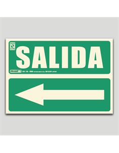 CARTEL SEÑALIZACION SALIDA IZQU. PVC 297x210mm FOT