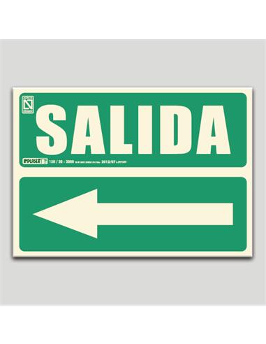 CARTEL SEÑALIZACION SALIDA IZQU. PVC 297x210mm FOT