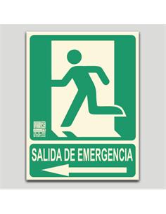 CARTEL SEÑALIZACION SALIDA IZQU. PVC 297x210mm FOT