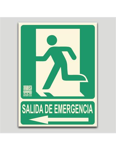 CARTEL SEÑALIZACION SALIDA IZQU. PVC 297x210mm FOT
