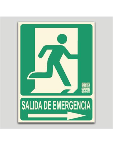 CARTEL SEÑALIZACION SALIDA DCHA. PVC 297x210mm FOT