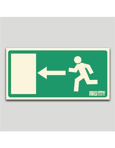 CARTEL SEÑALIZACION SALIDA IZQU. PVC 320x160mm FOT