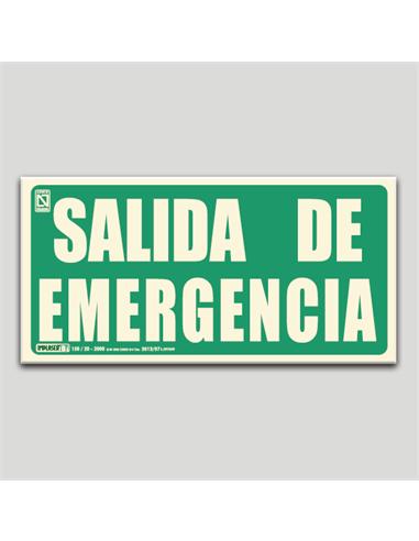 CARTEL SEÑALIZACION SALIDA DE EMER...PVC 297x148mm