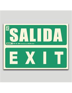 CARTEL SEÑALIZACION SALIDA/EXIT PVC 297x210mm FOTO