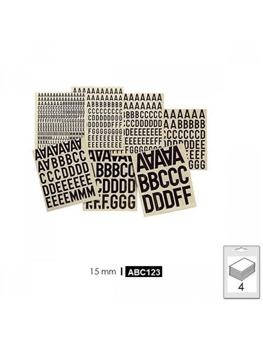 LETRAS NUMEROS SIGNOS ADHESIVOS 15mm BLANCO