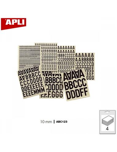 LETRAS NUMEROS SIGNOS ADHESIVOS APLI 10mm NEGRO