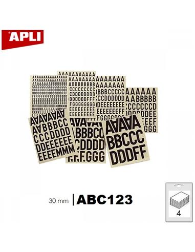 LETRAS NUMEROS SIGNOS ADHESIVOS APLI 30mm NEGRO