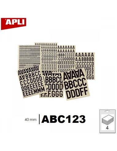 LETRAS NUMEROS SIGNOS ADHESIVOS APLI 40mm NEGRO