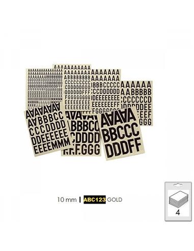 LETRAS NUMEROS SIGNOS ADHESIVOS 10mm DORADO