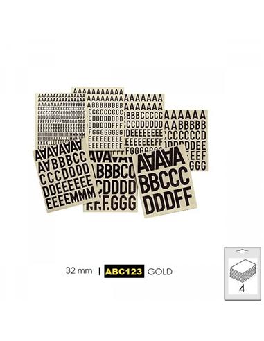 LETRAS NUMEROS SIGNOS ADHESIVOS 32mm DORADO