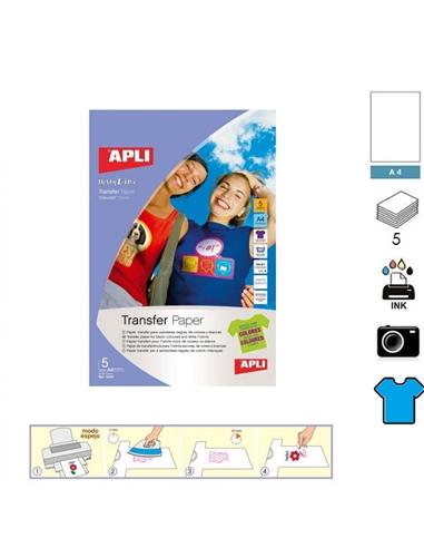 PAPEL TRANSFER APLI INK A4 5H