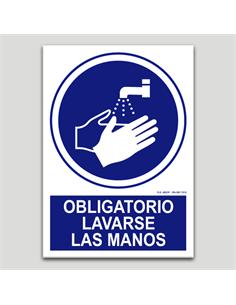 CARTEL SEÑALIZACION OB. LAVAR.MANOS PVC 297x210mm