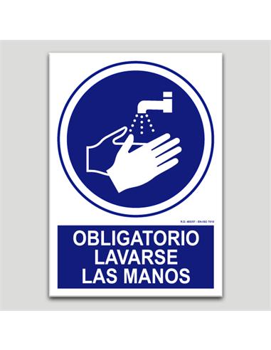 CARTEL SEÑALIZACION OB. LAVAR.MANOS PVC 297x210mm