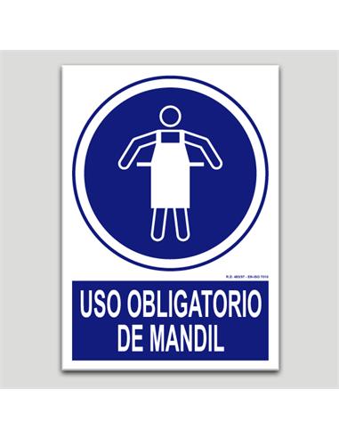 CARTEL SEÑALIZACION USO MANDIL PVC 297x210mm