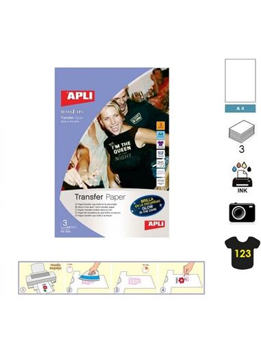 PAPEL TRANSFER APLI INK A4 3H