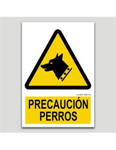 CARTEL SEÑALIZACION PREC. PERROS PVC 297x210mm