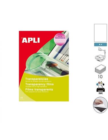 TRANSPARENCIA APLI INK COLOR ADHESIVA A4 10H