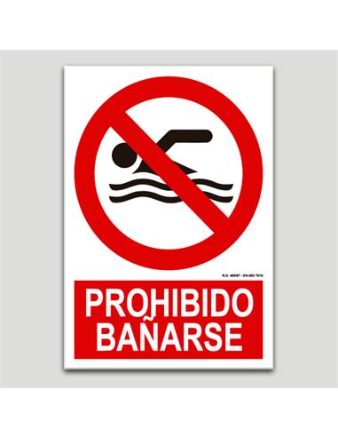 CARTEL SEÑALIZACION PR. BAÑARSE PVC 297x210mm