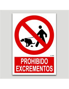 CARTEL SEÑALIZACION PROH.EXCREMENTOS PVC 297x210mm
