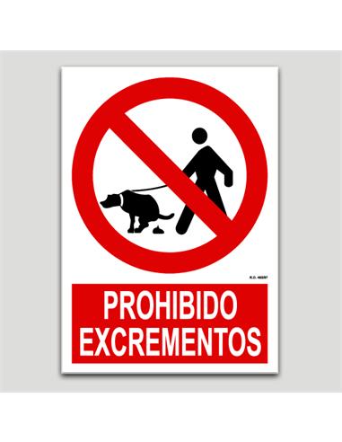 CARTEL SEÑALIZACION PROH.EXCREMENTOS PVC 297x210mm