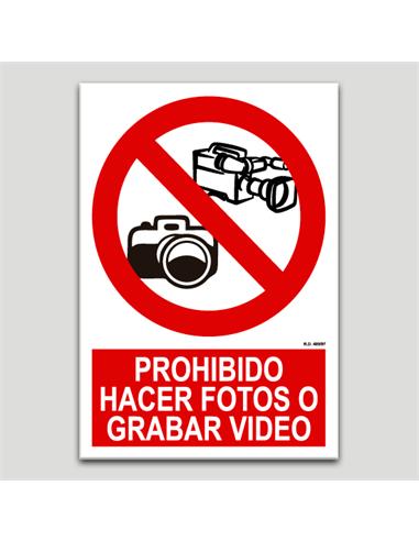 CARTEL SEÑALIZACION PR. FOTOS/VIDEO PVC 297x210mm